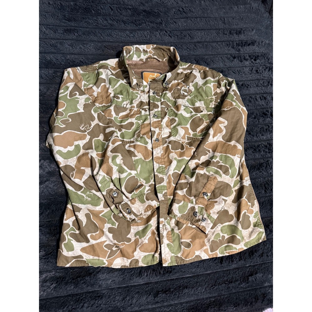 Ol Tom Technical Turkey Gear Kids Old School Camo Button Down Shirt Size 14‎